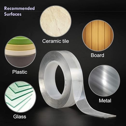 VIBHA TAPES Ivy Grip Double Sided Tape Heavy Duty - (2Mm - 3M - Roll 1) Transparent Strong Washable Reusable Anti Slip Nano Tape