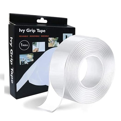 VIBHA TAPES Ivy Grip Double Sided Tape Heavy Duty - (2Mm - 3M - Roll 1) Transparent Strong Washable Reusable Anti Slip Nano Tape